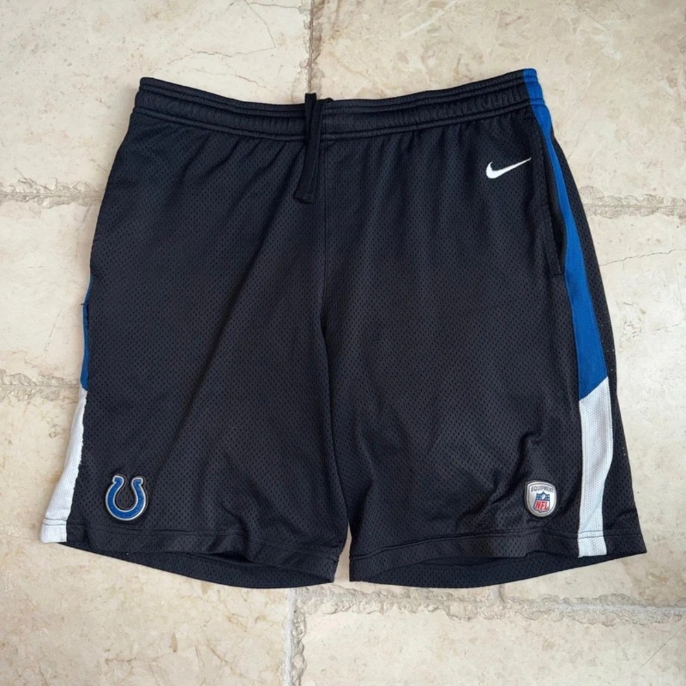 Nike Men’s Black Athletic Shorts with Blue & White Accents